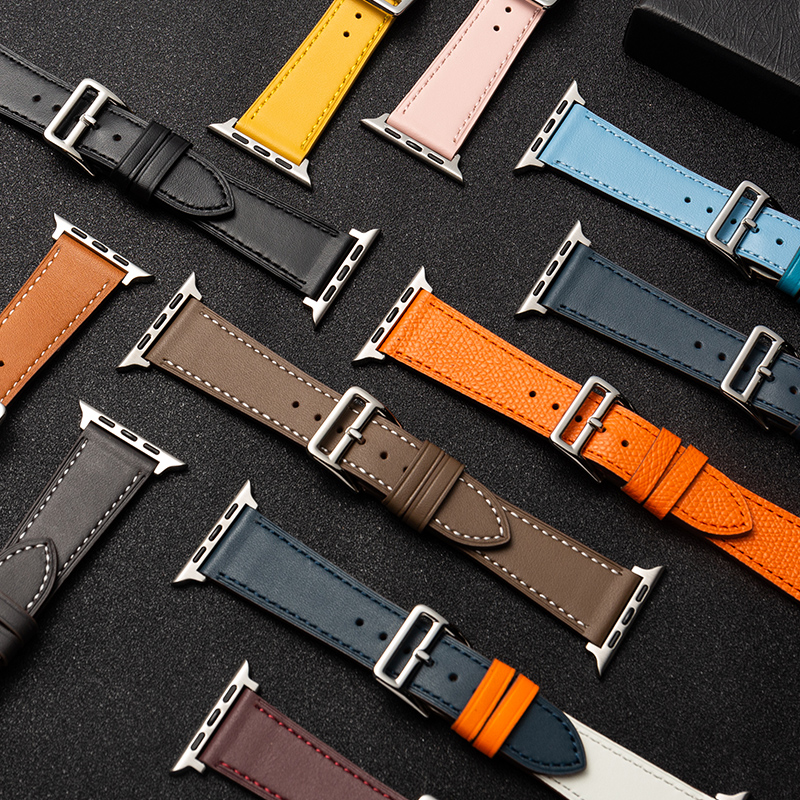 Leather watch strap
