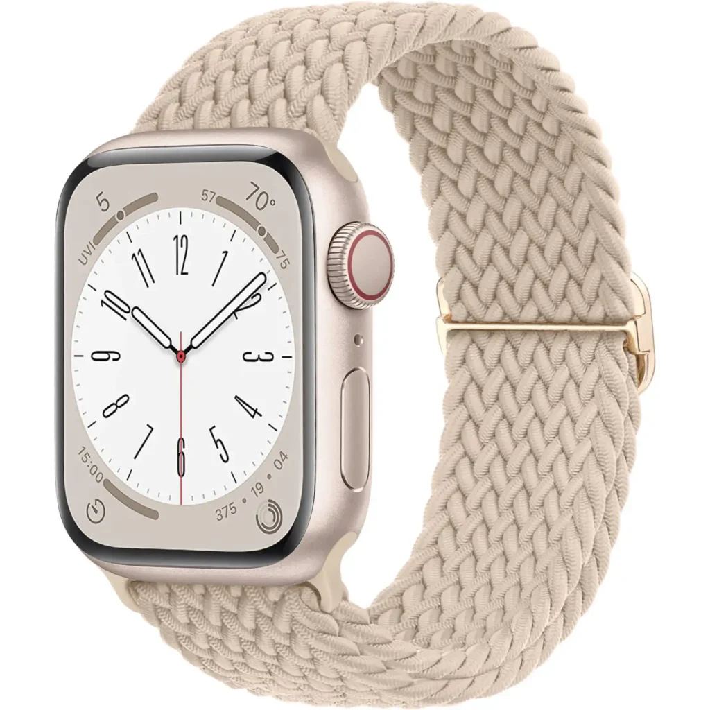 Premium braided nylon watch bands for Apple Watch in milktea, high-quality adjustable sport straps.