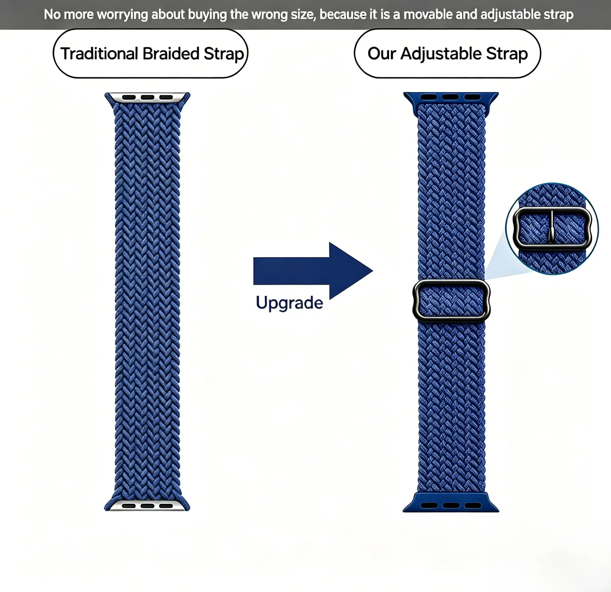 different of adjustable slider buckle on braided apple watch nylon bands for a perfect fit.