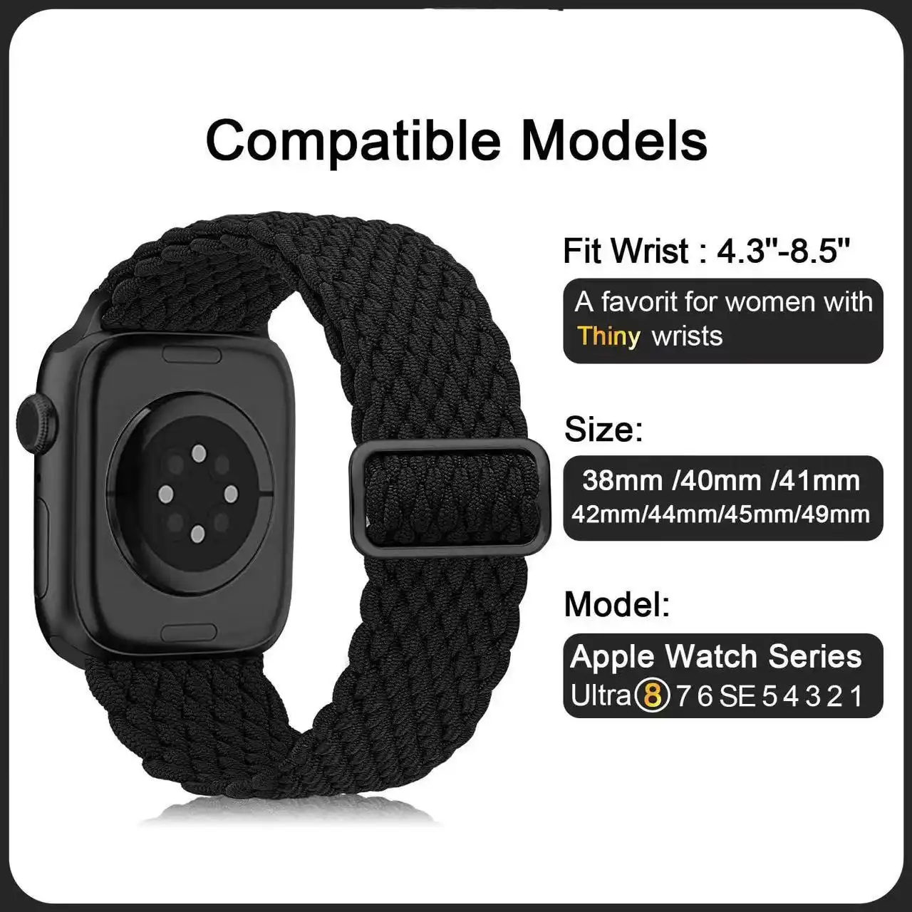 Ultra premium lightweight braided nylon watch bands for Apple Watch, perfect for sports and daily exercise.