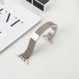 Champagne Premium Stainless Steel Milanese Metal Apple Watch Band with magnetic clasp.